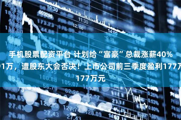 手机股票配资平台 计划给“富豪”总裁涨薪40%至91万，遭股东大会否决！上市公司前三季度盈利177万元